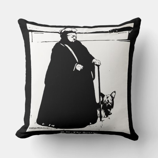 ポートレート・オブ・クイーンビクトリア&ヨークシャーテリアドッグ クッション (正面)