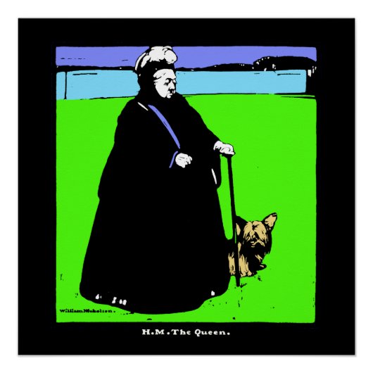 ポートレート・オブ・クイーンビクトリア&ヨークシャーテリアドッグ ポスター (正面)