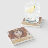 ポートレート・オブ・ヤング・ガール(by Berthe Morisot) ストーンコースター (横)