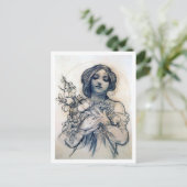 ポートレート(勉強)、Alphonseミュシャ ポストカード (スタンド正面)