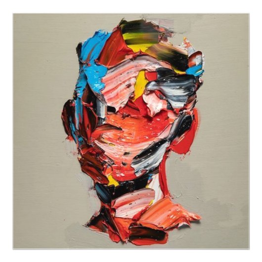 ポートレート，抽象化，水彩画，アートポスターサイン フォトプリント            (正面)