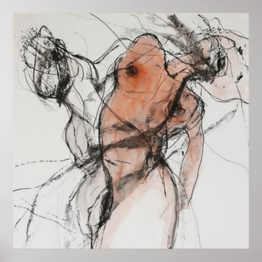 ポートレート,抽象化,水彩画,アートポスター ポスター (正面)