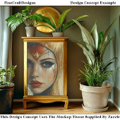 ポートレート、金ゴールドヘアドレス、赤い唇BV3のデコページ 薄葉紙