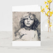 ポートレート(銅プリント)、アルフォンスミュシャ カード (黄色い花)