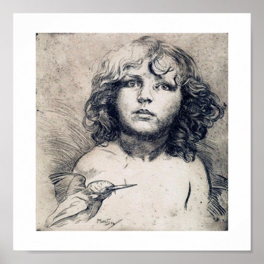 ポートレート(銅プリント)、アルフォンスミュシャ ポスター (正面)
