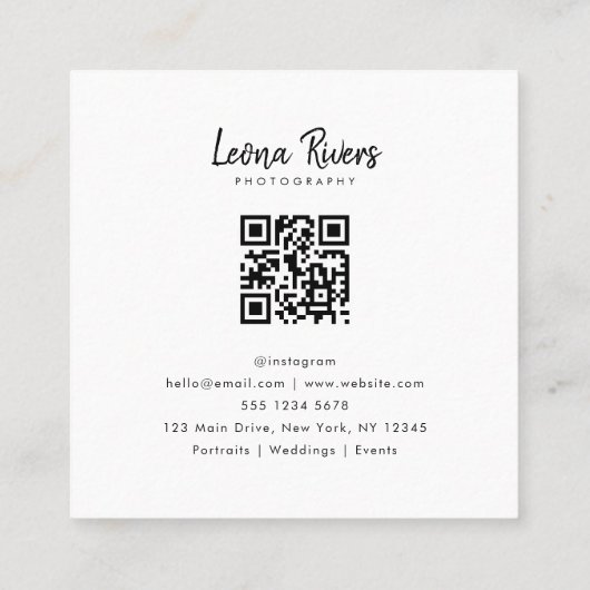 ポートレートQRコードフォトグラファー名刺 スクエア名刺 (裏面)