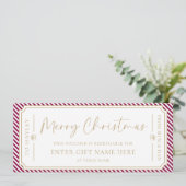 ポートワインストライプクリスマスギフト券カード 招待状 (スタンド正面)