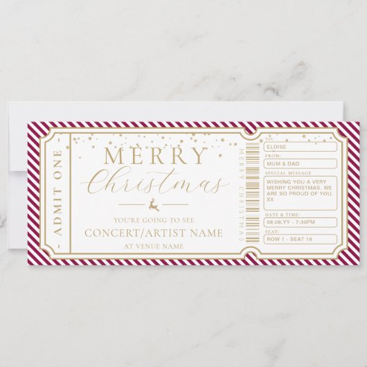 ポートワインストライプコンサートチケットギフト券カード 招待状 (正面)