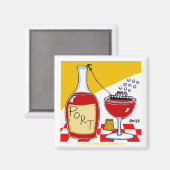 ポートワインテイスティングパーティー好意の漫画おもしろい マグネット (正面/裏面)