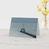 ポートワシントン防波堤ライトグリーティングカード カード (黄色い花)