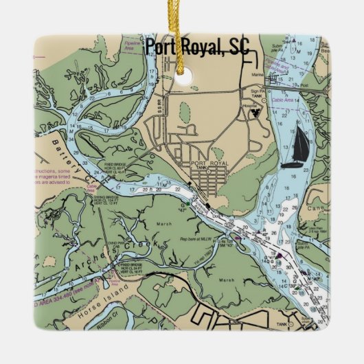 ポート王室のサウスカロライナのグラフ セラミックオーナメント (正面)