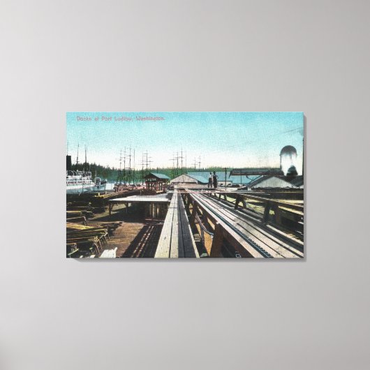 ポートLudlow DocksPort Ludlow, WAの表示 キャンバスプリント (正面)