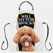 ポードルおもしろいドッグはスナック水の色アートを座る エプロン (正面)