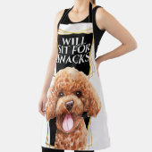 ポードルおもしろいドッグはスナック水の色アートを座る エプロン (インサイチュ)