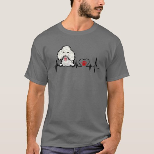 ポードルおもしろいハートビートドッグ愛好家 Tシャツ (正面)
