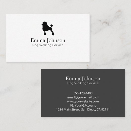 ポードルモダンロゴドッグ歩く 名刺 (正面/裏面)