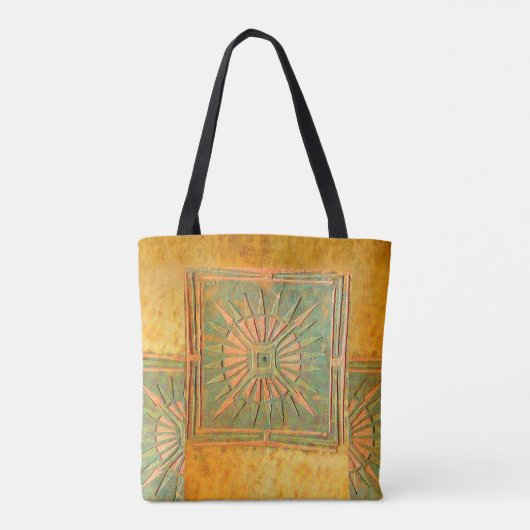 ポーニー朝の星，黄色，緑，茶色 トートバッグ (裏面)