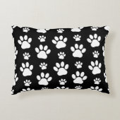 ポーパターン、ポープリント、犬の足、白黒 アクセントクッション (正面)