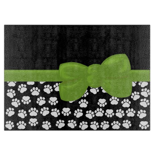 ポーパターン、ポープリント、犬の足、白黒 カッティングボード (正面)