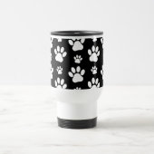 ポーパターン、ポープリント、犬の足、白黒 トラベルマグ (中央)