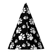 ポーパターン、ポープリント、犬の足、白黒 パーティーハット (裏面)