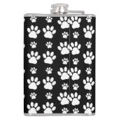 ポーパターン、ポープリント、犬の足、白黒 フラスク (裏面)