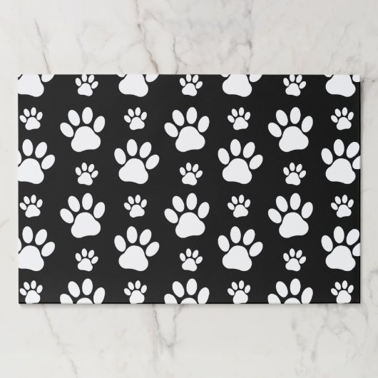 ポーパターン、ポープリント、犬の足、白黒 ペーパーパッド (正面)