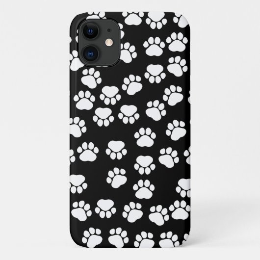 ポーパターン、ポープリント、犬の足、白黒 Case-Mate iPhoneケース (裏面)