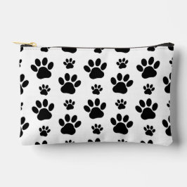 ポーパターン、犬の足、ポープリント、白黒 アクセサリーポーチ