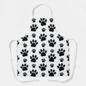 ポーパターン、犬の足、ポープリント、白黒 エプロン (正面)