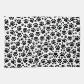 ポーパターン、犬の足、ポープリント、白黒 キッチンタオル (横)