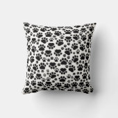 ポーパターン、犬の足、ポープリント、白黒 クッション (裏面)