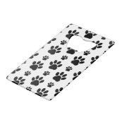 ポーパターン、犬の足、ポープリント、白黒 クレジットカード栓抜き (裏面アングル)