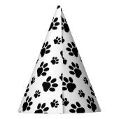 ポーパターン、犬の足、ポープリント、白黒 パーティーハット (裏面)
