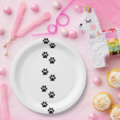 ポーパターン、犬の足、ポープリント、白黒 ペーパープレート (パーティー)
