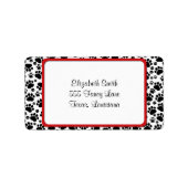 ポーパターン、犬の足、ポープリント、白黒 ラベル (正面)