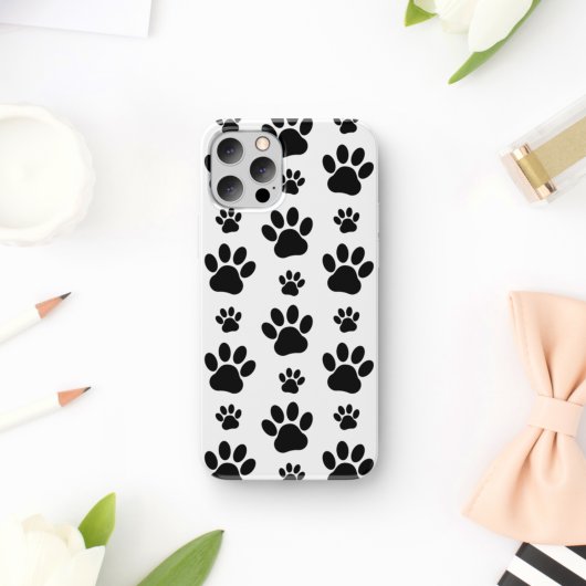 ポーパターン、犬の足、ポープリント、白黒 Case-Mate iPhoneケース