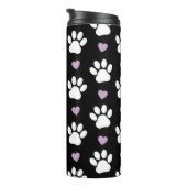 ポーパターン、犬の足、白い手、薄紫ハート タンブラー (回転右)