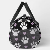 ポーパターン、犬の足、白い手、薄紫ハート ダッフルバッグ (右)