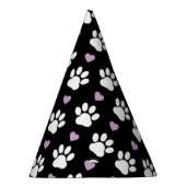 ポーパターン、犬の足、白い手、薄紫ハート パーティーハット (右)