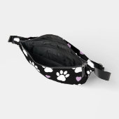 ポーパターン、犬の足、白い手、薄紫ハート ファニーパック (見開き)