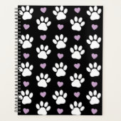 ポーパターン、犬の足、白い手、薄紫ハート プランナー手帳 (正面)