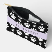 ポーパターン、犬の足、白黒、あなたの名前 アクセサリーポーチ (見開き)