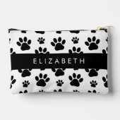 ポーパターン、犬の足、白黒、あなたの名前 アクセサリーポーチ (裏面)