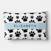 ポーパターン、犬の足、白黒、あなたの名前 アクセサリーポーチ (裏面)