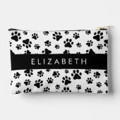 ポーパターン、犬の足、白黒、あなたの名前 アクセサリーポーチ (裏面)