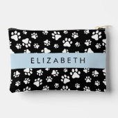 ポーパターン、犬の足、白黒、あなたの名前 アクセサリーポーチ (裏面)