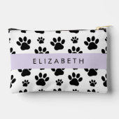 ポーパターン、犬の足、白黒、あなたの名前 アクセサリーポーチ (裏面)