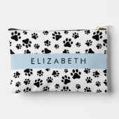 ポーパターン、犬の足、白黒、あなたの名前 アクセサリーポーチ (裏面)