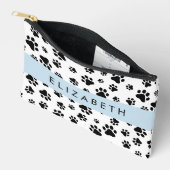 ポーパターン、犬の足、白黒、あなたの名前 アクセサリーポーチ (見開き)